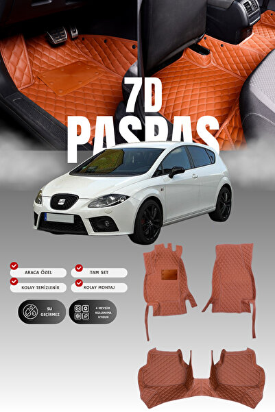 stiloto سجادة أرضية جلدية لسيارة سيات ليون (2005-2012) طراز 7D |   حماية كامل...