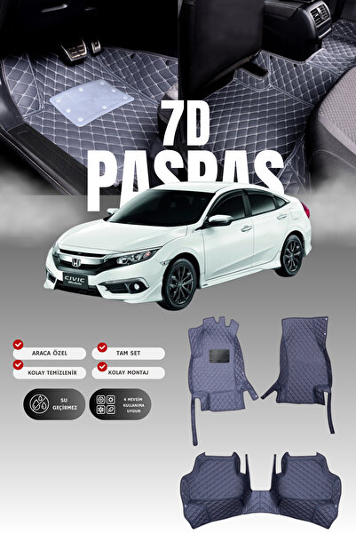 stiloto Honda Civic FC5 (2016-2021) 7D Deri Havuzlu Oto Paspas | Tam Koruma,A...