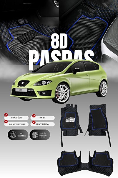 stiloto سجادة أرضية جلدية لسيارة سيات ليون كوبرا (2006-2012) طراز 8D |   حماي...