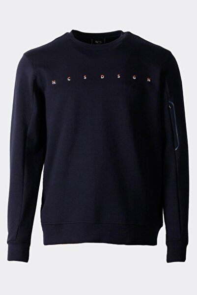 NCS Men's Sweatshirt Crew Neck Zipper Detail Dsgn Navy Blue 1669