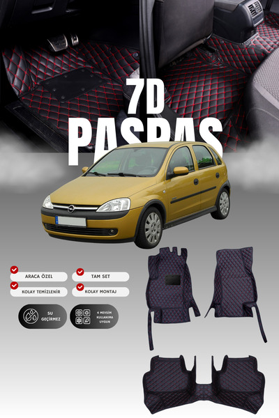 stiloto سجادة أرضية جلدية للسيارة أوبل كورسا سي (2002-2006) 7D |   حماية كامل...