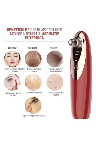 GABOS Portable Multifunction Facial Vacuum Cleaner - Blackhead Remover, 3 Speeds, 4 Probes, USB Rechargeab