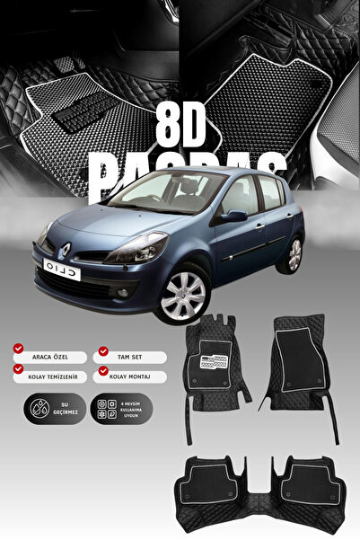 stiloto دواسة سيارة جلدية لرينو كليو 3 هاتشباك (2005-2012) 8D |   حماية كاملة
