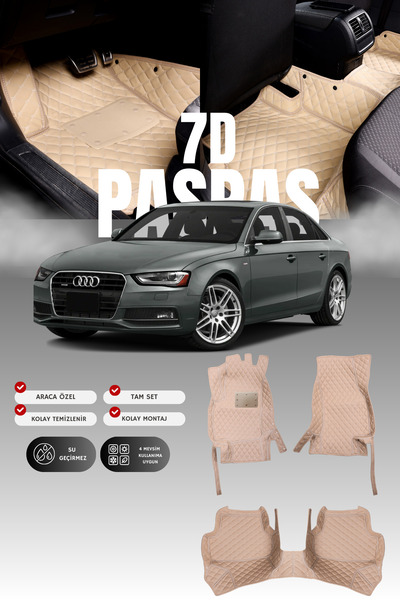stiloto Audi A4 (2008 - 2016) 7D Deri Havuzlu Oto Paspas | Tam Koruma,Araca Ö...