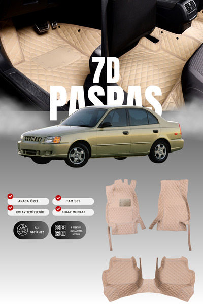 stiloto سجادة أرضية للسيارة من الجلد لهيونداي أكسنت ميلينيوم (2000-2003) طراز...