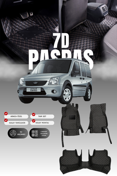 stiloto فورد تورنيو كونكت (2002-2013) سجادة أرضية للسيارة من الجلد 7D |   حما...