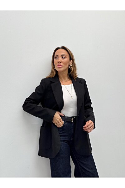 Maldia Shop Women's Elora Black Buttoned Wool Coat