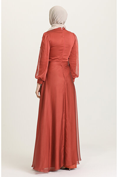 sefamerve Beaded Evening Dress 4866-03 Tile