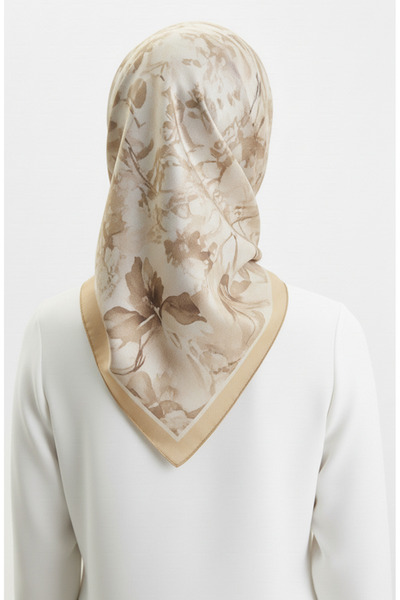 sefamerve Κεχριμπαρένιο κασκόλ με σχέδιο 70325-07 Σαφράν Χρώμα