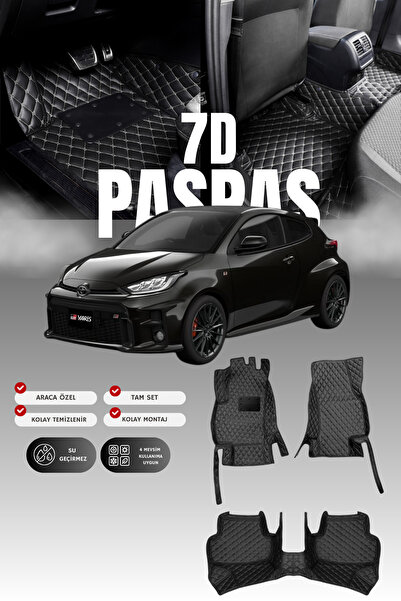 stiloto سجادة أرضية للسيارة من الجلد لتويوتا ياريس (2020 وما بعدها) 7D |   حم...