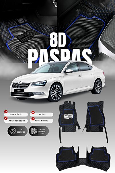 stiloto سجادة أرضية جلدية للسيارة سكودا سوبر-بي (2015-2019) 8D |   حماية كامل...