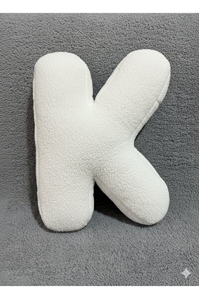 pufftable وسادة على شكل حرف K من القطيفة، وسادة زخرفية، دمية بيضاء، حجم كبير ...