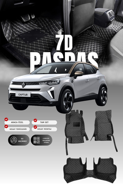 stiloto سجادة أرضية للسيارة من الجلد لرينو كابتشر (2020 وما بعده) طراز 7D |  ...