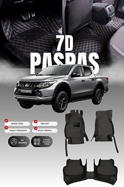 stiloto سجادة أرضية جلدية للسيارة ميتسوبيشي L200 (2015-2019) 7D |   حماية كام...