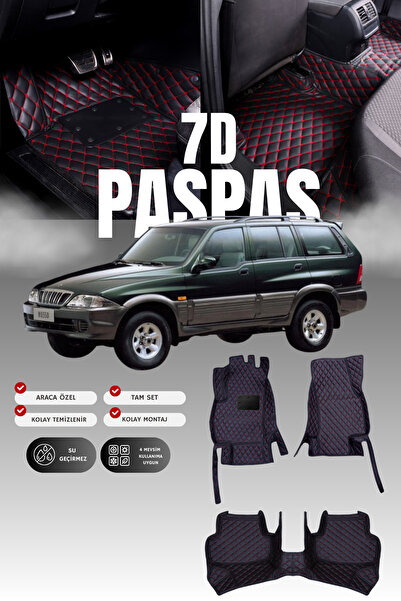 stiloto سجادة أرضية للسيارة من الجلد سباعية الأبعاد لسيارة سانغ يونغ موسو (19...