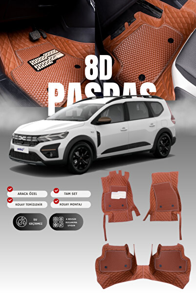 stiloto Dacia Jogger (2021 ve sonrası) 8D Deri Havuzlu Oto Paspas | Tam Korum...