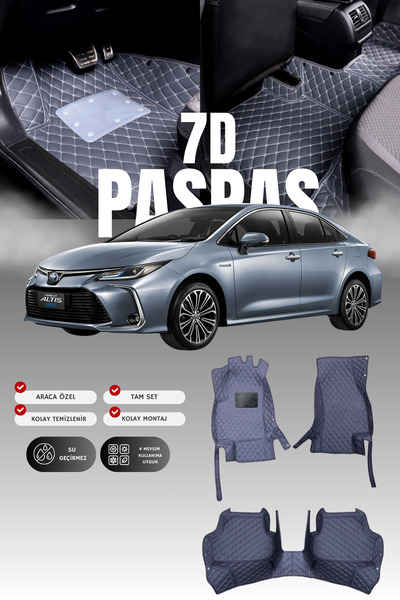stiloto Toyota Corolla Benzinli (2019 ve sonrası) 7D Deri Havuzlu Oto Paspas ...
