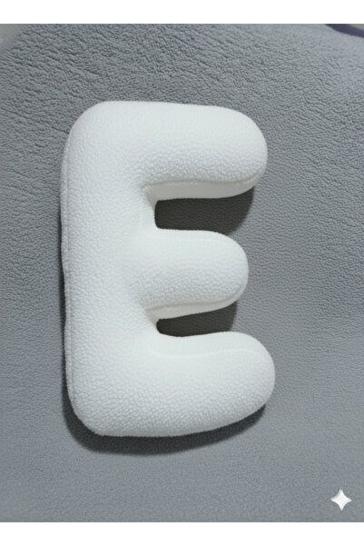 pufftable وسادة على شكل حرف E من القطيفة، وسادة زخرفية، دمية بيضاء، حجم كبير ...