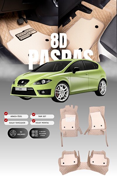 stiloto سجادة أرضية جلدية لسيارة سيات ليون كوبرا (2006-2012) طراز 8D |   حماي...