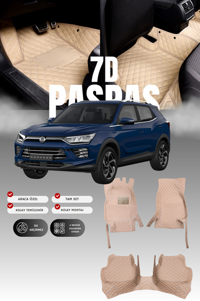 stiloto سجادة أرضية جلدية للسيارة سانغ يونغ كوراندو (2019-2024) بتصميم 7D |  ...