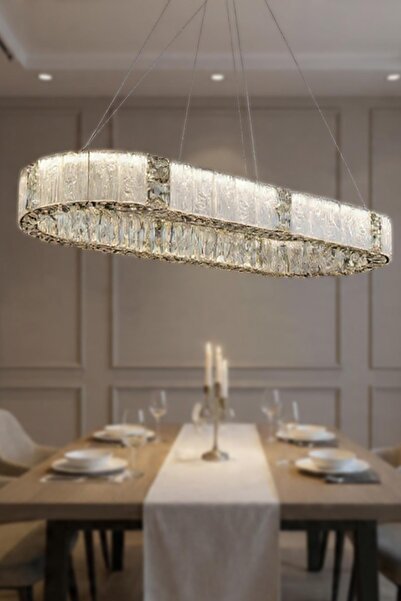 Ünal Aydınlatma Liva 90 cm Kristal Taş Detaylı LED Avize