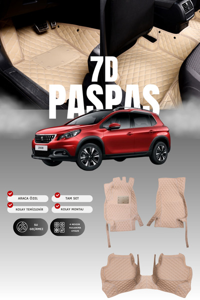 stiloto دواسة سيارة جلدية لبيجو 2008 (2013-2019) بتصميم حوض سباحة سباعي الأبع...