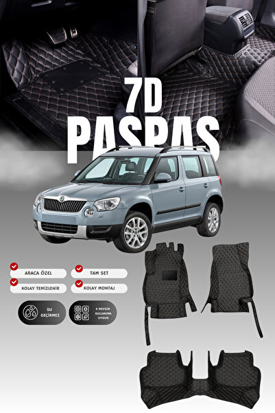 stiloto سجادة أرضية جلدية للسيارة سكودا يتي (2009-2017) بتصميم حوض سباحة 7D |...