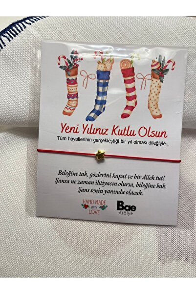 BAE ATOLYE Yeniyıl Hediyesi Yıldız Kırmızı İp Yılbaşı Şans Bilekliği
