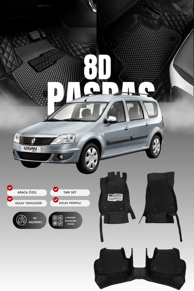 stiloto دواسة سيارة جلدية لداسيا لوجان (2004-2012) طراز 8D |   حماية كاملة، م...