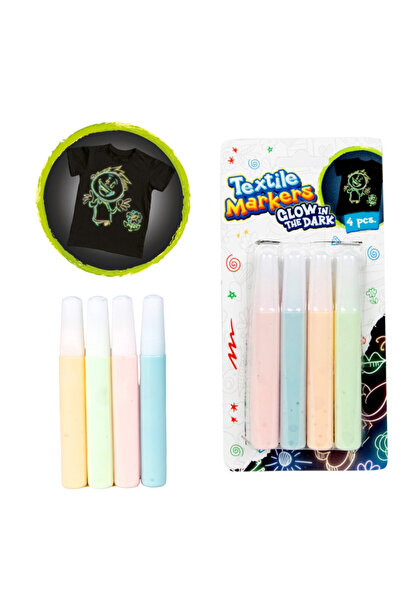 OEM Σετ φωσφορίζοντων μαρκαδόρων για υφάσματα και διάφορα υλικά, 4 χρώματα