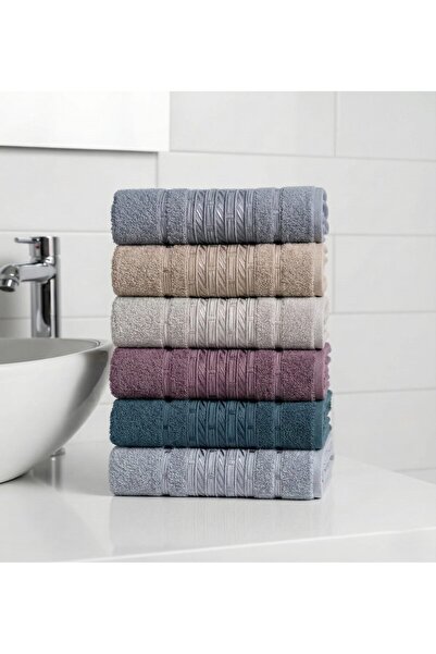 VİENNA مجموعة من 6 مناشف قطنية لليدين والوجه مقاس 50 × 90 سم - مجموعة ناعمة و...