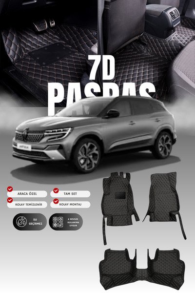 stiloto سجادة أرضية للسيارة من الجلد (7D) لسيارة رينو أسترال الهجينة بالكامل ...