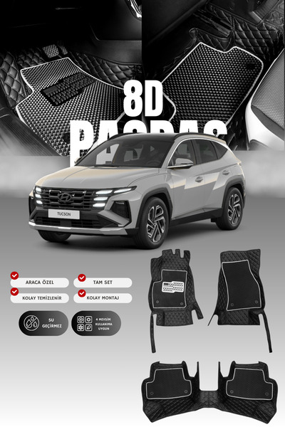 stiloto Hyundai Tucson (2020 ve sonrası) 8D Deri Havuzlu Oto Paspas | Tam Kor...