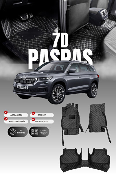 stiloto سجادة أرضية للسيارة من الجلد لسيارة سكودا كودياك بنزين وديزل (2024 وم...