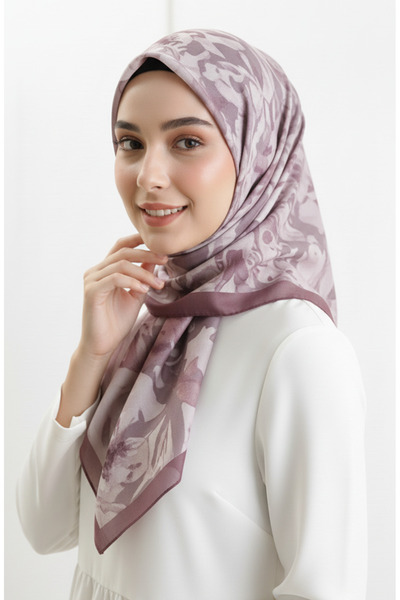 sefamerve Κεχριμπαρένιο κασκόλ με σχέδιο 70325-05 Plum