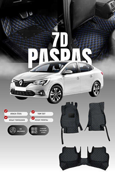 stiloto سجادة أرضية للسيارة من الجلد من نوع 7D لسيارة رينو تيلانت (2021 وما ب...