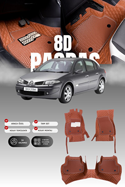 stiloto دواسة سيارة جلدية لرينو ميجان 2 (2003-2009) 8D |   حماية كاملة، قص مخ...