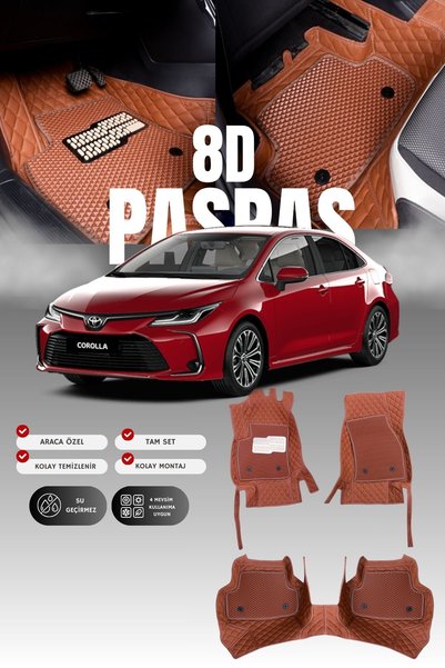 stiloto Toyota Corolla Benzinli (2019 ve sonrası) 8D Deri Havuzlu Oto Paspas ...
