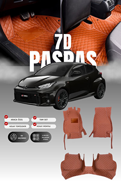 stiloto سجادة أرضية للسيارة من الجلد لتويوتا ياريس (2020 وما بعدها) 7D |   حم...