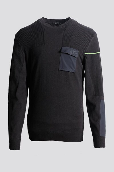 NCS Men's Knitwear Crew Neck Pocket Detailed Black 3755