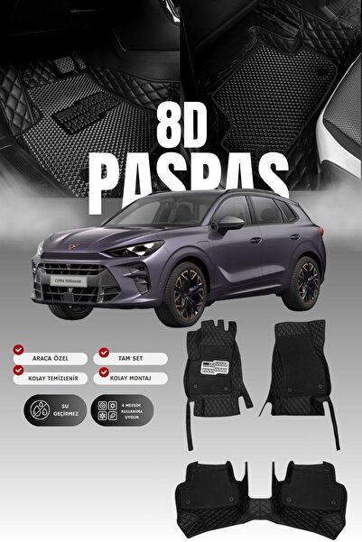 stiloto Cupra Terramar (2024 ve sonrası) 8D Deri Havuzlu Oto Paspas | Tam Kor...
