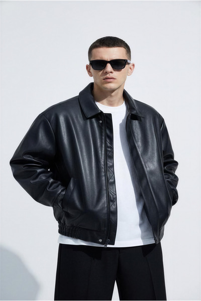Mach Erkek Oversize Vintage Premium İçi Kürklü Deri Ceket