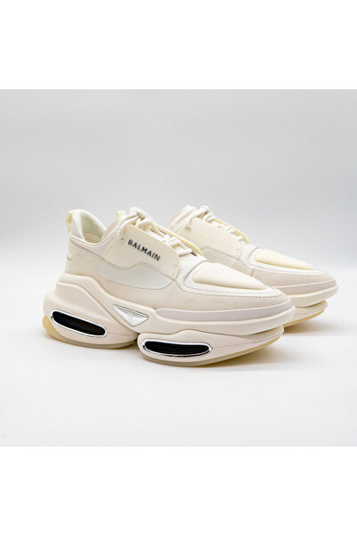 BALMAIN B-BOLD LEATHER SNEAKERS WHITE