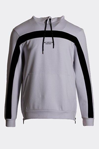 NCS Men's Sweatshirt Hooded Side Zipper Detailed Sportswear White 1658