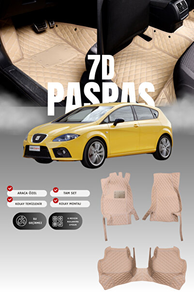 stiloto سجادة أرضية جلدية لسيارة سيات ليون كوبرا (2006-2012) طراز 7D |   حماي...