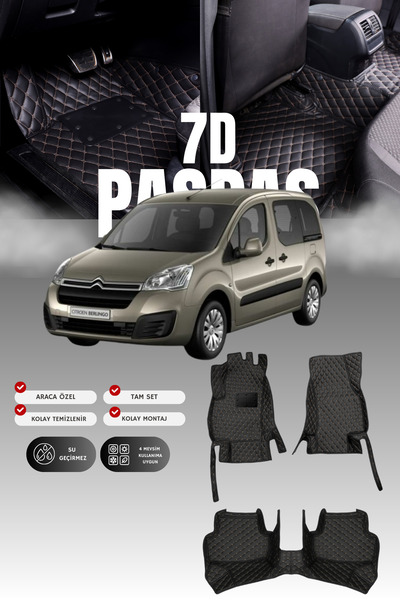stiloto سجادة أرضية جلدية للسيارة سيتروين بيرلينجو (2008-2018) 7D |   حماية ك...