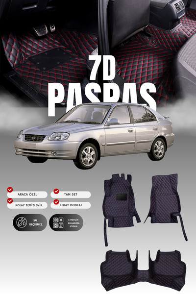 stiloto Hyundai Accent Admire (2003-2006) 7D Deri Havuzlu Oto Paspas | Tam Ko...