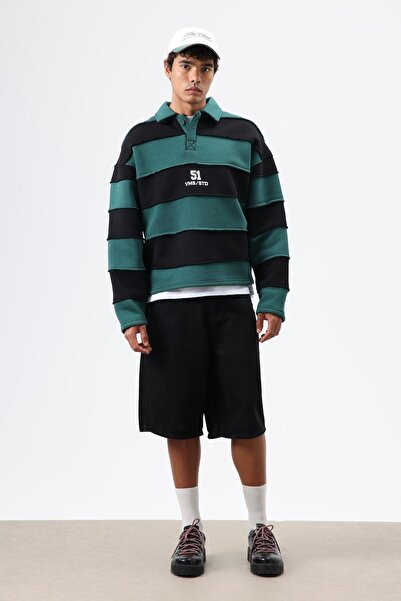 VAMOSCLO Oversized Striped Printed Sweatshirt Nefti