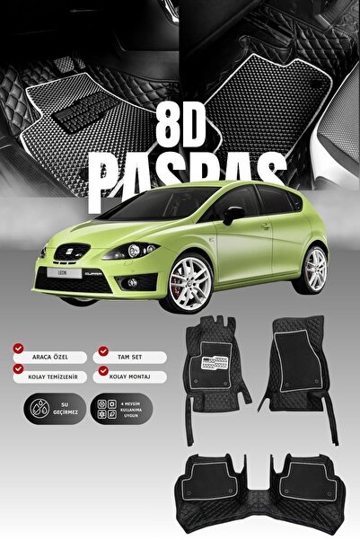 stiloto Seat Leon Cupra (2006-2012) 8D Leather Pool-Type Auto Mat |   Full Pr...