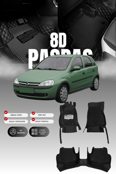 stiloto دواسة سيارة جلدية لسيارة أوبل كورسا سي (2002-2006) 8D |   حماية كاملة...